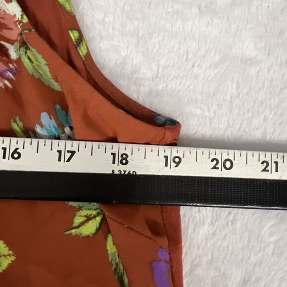 Daniel Rainn Shirt Womens Petite Large PL Sleeveless Brown Floral Keyhole Top - Picture 11 of 13